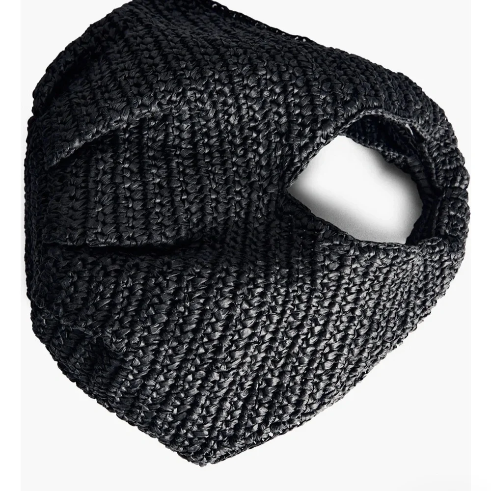 NWT Mango Black Woven Hobo Bag